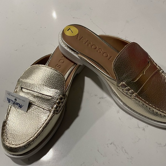 AEROSOLES Shoes - AEROSOLES Women's Metallic Gold Mules